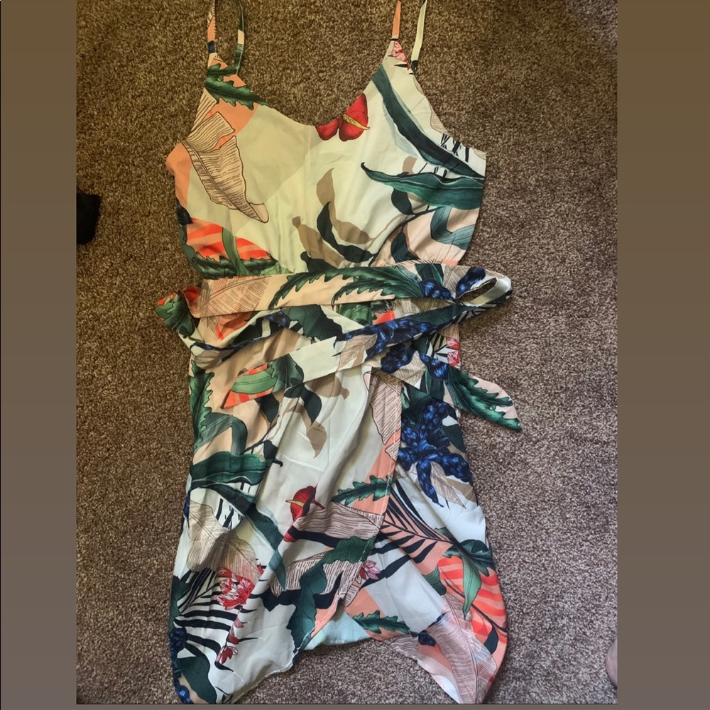 Floral Tropical Asymmetrical Cami Dress